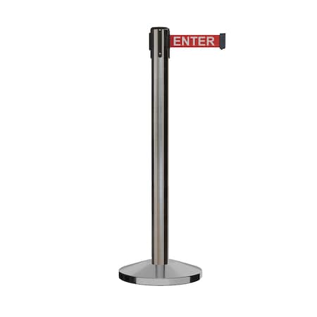Montour Line Stanchion Belt Barrier Sat.Steel Post 16ft. Red Caution Belt ES660-SS-CAURW-160